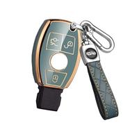 HIBEYO Coque de clé de Voiture Compatible avec Mercedes - Coque de Protection en TPU pour Benz Classe A B C E G S R Classe CLA GLA CLK GLC GLE GLS SL SLK Porte-clés - Bleu