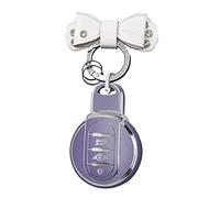 HIBEYO Coque de clé de Voiture Compatible avec Mini Coque de clé pour BMW Mini Cooper F54 F55 F56 F57 F60 Cabriolet Countryman Coque de Protection pour clés et télécommandes Violet