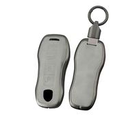 HIBEYO Coque de clé de voiture compatible avec Porsche Panamera Cayenne 971 911 9YA 992 Boxster - Télécommande - Organisateur de clés - 3 boutons - Gris