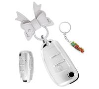 HIBEYO Coque de clé de voiture - Convient pour Audi A1 A3 A4 A6 A6L A4L A8 Q2 Q3 Q7 R8 RS3 RS6 S3 S6 TT TTRS - Étui de protection en silicone - Pour boîtier de clé télécommande - Avec porte-clés - C