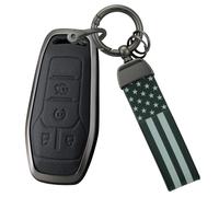 HIBEYO Coque de clé de voiture - Convient pour Ford F-150 Explorer Edge Mustang F Series Expedition - Étui de protection pour clé Lincoln MKZ MKC - Porte-clés - 4 boutons - Noir