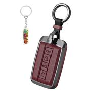 HIBEYO Coque de clé de voiture Convient pour Great Wall GWM WEY Tank 300 500 Tank 300 Tank 500 Étui de protection en cuir pour clé Organisateur de clés Porte-clés Accessoires - Rouge