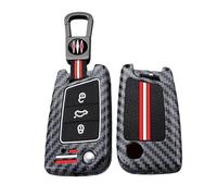 HIBEYO Coque de clé de voiture - Convient pour VW Golf Beetle - Skoda Octavia Passat Polo Seat Transporter Leon Ibiza Polo - Alliage de zinc - Boîtier pour clé - Rouge et blanc