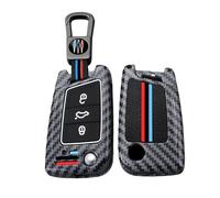 HIBEYO Coque de clé de voiture - Convient pour VW Golf Beetle - Skoda Octavia Passat Polo Seat Transporter Leon Ibiza Polo - Alliage de zinc - Porte-clés - Rouge et bleu