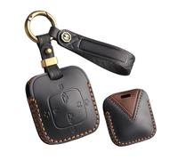 HIBEYO Coque de e voiture Convient pour Zeekr X 001 009 extrem Krypton 007 2025 NFC Bluetooth Boîtier de clé physique Cuir de vachette Télécommande Porte-clés Accessoires de voiture--B Noir