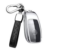HIBEYO Coque de clé de Voiture Intelligente Compatible avec Mercedes Porte-clés en Silicone pour Benz A B C E S Classe CLA GLE GLC GLK AMG Télécommande Argent