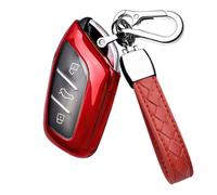 HIBEYO Coque de clé de Voiture Intelligente Compatible avec MG EV MG EHS EZS EV GT HS ZS ZX MG4 MG5 MG6 pour boîte à clés Roewe RX3 RX5 RX8 ERX5 I6 I5 Boîte à clés 3 Boutons Rouge