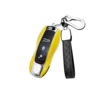 HIBEYO Coque de clé de Voiture Intelligente Compatible avec Porsche Coque de clé en Plastique ABS pour Porsche Cayenne Panamera Macan 911 Carrera Spyder Télécommande Porte-clés Jaune