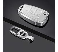 HIBEYO Coque de e Voiture Intelligente - Convient pour Audi A1 A3 A4 A6 Q3 Q5 Q7 S3 R8 TT Seat - 3 Boutons - Cuir et Alliage d'aluminium - Blanc