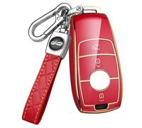 HIBEYO Coque de clé de Voiture Intelligente - Convient pour Mercedes - en TPU - pour Benz Classe E S A CLA GLA GLE GLC GLK AMG - Rouge