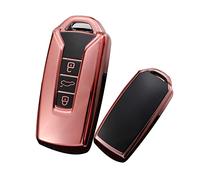 HIBEYO Coque de clé de Voiture Intelligente - Convient pour VW Touareg 2018 2019 2020 2021 2022 - Coque de Protection en Silicone pour Volkswagen Touareg - Boîtier de clé - en TPU - Rose