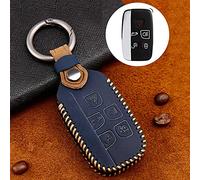 HIBEYO Coque de clé de Voiture Intelligente pour Land Rover Range Rover Discovery 4 Sport Jaguar en Cuir Bleu