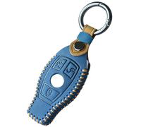 HIBEYO Coque de clé de Voiture Intelligente pour Mercedes Benz A B C E G S R Classe GLA GLC GLE GLS SL SLK Boîtier de clé en Cuir Bleu B