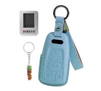 HIBEYO Coque de clé de voiture pour Audi A4 B9 A5 A6 8S 8W Q5 4M S4 S5 S7 TT TTS TFSI RS Q7 e-tron Accessoires cuir PU Porte-clés Étui de protection pour clé Bleu
