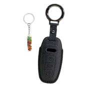 HIBEYO Coque de clé de voiture pour Audi A5 Q5L Q3 Q7 Q8 C8 A6 A6L A8 A4L A7 A8L A3 E-Tron - En cuir synthétique - Étui de protection pour clé pour homme - Télécommande - Accessoires - Noir