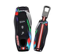 HIBEYO Coque de e voiture pour Porsche Cayman 718 Boxster 981 Cayenne Carrera 911 Macan Panamera Spyder - 3 boutons - Noir