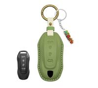 HIBEYO Coque de clé de voiture pour Porsche Macan Turbo 4 EV Electric 2024 2025 Taycan 2022 Coque de clé de véhicule électrique Coque de clé télécommande Porte-clés Étui à clés Vert