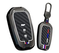 HIBEYO Coque de clé de voiture pour Toyota CHR RAV4 Corolla Crown Cross Yaris XP21 GR Hybride Avensis Highlander 2020-2025 Accessoires Coque de clé Couverture Porte-clés Télécommande 3 boutons Noir