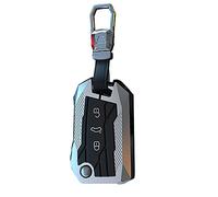 HIBEYO Coque de clé Intelligente pour VW MK7 Golf 7 Polo Jetta Skoda Rapid Fabia Octavia Kodiaq Seat Arona Décoration de Voiture en Alliage de Zinc argenté