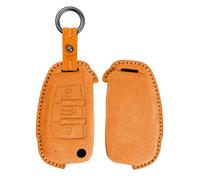 HIBEYO Coque de clé pliante pour clé de voiture compatible avec Audi A3 A4 A5 C5 C6 8L 8P B6 B7 B8 C6 RS3 Q3 Q7 SQ5 TTRS TT S3 daim Boîte à clés à rabat Porte-clés Orange