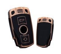 HIBEYO Coque de Protection en Silicone pour clé de Voiture BMW Série 3 Série 5 Série 6 Série 7 E90 E60 E70 E87 M3 M5 X1 X5 X6 Z4 E71 E72 E88 E89 E91 E92 Doré Noir