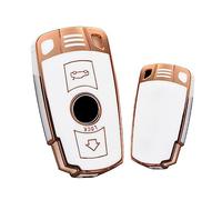 HIBEYO Coque de Protection en Silicone pour clé de Voiture BMW Série 3 Série 5 Série 6 Série 7 E90 E60 E70 E87 M3 M5 X1 X5 X6 Z4 E71 E72 E88 E89 E91 E92 Doré Blanc