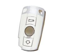 HIBEYO Coque de Protection en Silicone pour clé de Voiture BMW Série 3 Série 5 Série 6 Série 7 E90 E60 E70 E87 M3 M5 X1 X5 X6 Z4 E71 E72 E88 E89 E91 E92 Argent Blanc