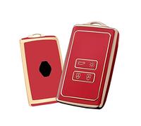HIBEYO Coque de Protection en Silicone pour clé de Voiture Intelligente Renault Koleos Kadjar Captur Zoe Laguna Clio Scenic Megane Coque de Protection 4 Boutons Doré Rouge