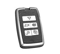 HIBEYO Coque de Protection en Silicone pour clé de Voiture Land Rover Range Rover Sport Evoque Velar Freelander2 Discovery 5 pour Jaguar XE XF XJ F-Pace Boîte à clés en Cuir argenté