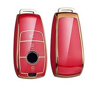 HIBEYO Coque de Protection en TPU pour clé de Voiture - pour Mercedes Classe E S A CLA GLA GLE GLC GLK AMG - Vert/doré