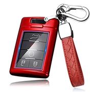 HIBEYO Coque de Protection Intelligente pour clé de Voiture Cadillac - en Plastique - pour Cadillac Cts ATSL BLS SLS XLS Escalade - pour Chevrolet C6 C7 Corvette - Rouge