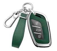 HIBEYO Coque de Protection Intelligente pour clé de Voiture MG EV EHS EZS GT HS ZS ZX MG4 MG5 MG6 pour Roewe RX3 RX5 RX8 ERX5 I6 I5 - Accessoire de boîtier de clé - 3 Boutons - Argent et Vert