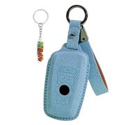 HIBEYO Coque de protection pour clé de voiture compatible avec BMW Série 1, 3, 5, 7, Série X1 X3 X4 X5 F10 F15 F16 F20 F30 F18 F25 M3 M4 E34 - En cuir synthétique - Accessoire porte-clés - Étui de