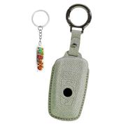 HIBEYO Coque de protection pour clé de voiture compatible avec BMW Série 2 Série 3 5 F30 F10 F18 F22 F01 X3 X4 F06 F02 M3 M5 - En cuir synthétique - Avec télécommande - 4 boutons - Gris