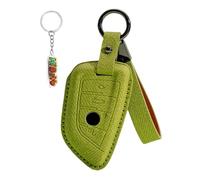 HIBEYO Coque de protection pour clé de voiture compatible avec BMW X1 X3 X4 X5 X6 F15 F16 G30 Série 3 5 7 Série G11 F48 - En cuir synthétique - Accessoire pour clé de voiture - Vert