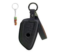 HIBEYO Coque de protection pour clé de voiture compatible avec BMW X1 X3 X4 X5 X6 F15 F16 G30 Série 3 5 7 Série G11 F48 - En cuir synthétique - Accessoire pour clé - Porte-clés - Noir