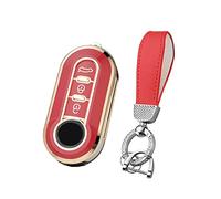 HIBEYO Coque de Protection pour clé de Voiture Fiat - en Silicone - pour Fiat 500 l Ducato Panda Punto Bravo Ducato Musa - Rouge