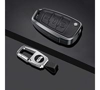 HIBEYO Étui de clé de Voiture Intelligent - Convient pour Audi A1 A3 A4 A6 Q3 Q5 Q7 S3 R8 TT Seat - 3 Boutons - Cuir et Alliage d'aluminium - Noir