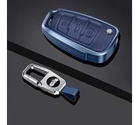 HIBEYO Étui de clé de Voiture Intelligent - Convient pour Audi A1 A3 A4 A6 Q3 Q5 Q7 S3 R8 TT Seat - 3 Boutons - Cuir et Alliage d'aluminium - Bleu