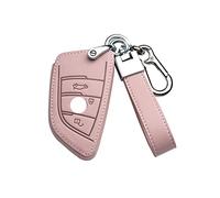 HIBEYO Étui de clé de Voiture Intelligent - en Cuir de Vachette - pour BMW X1 X2 X3 X5 X6 5 7 2 6 (GT) Smart Remote - 3 Boutons - Rose