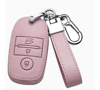 HIBEYO Étui de clé de Voiture Intelligent - en Cuir de Vachette - pour KIA K4 Rio Pro Sportage Sorento Optima - 3 Boutons - Rose
