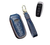 HIBEYO Étui de clé de Voiture Intelligent en Cuir pour Audi A6L A6 A7 A8 Q7 Q8 SQ8 RS5 E-Tron - Bleu