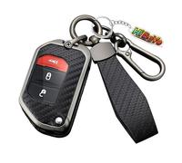HIBEYO Étui de clé de voiture pour Jeep Wrangler JL JLU Rubicon Gladiator JT Sahara JLU 2018 2019 2020 Étui de protection en cuir synthétique pour clé à distance Étui de protection pour clé pliante