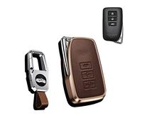 HIBEYO Étui de Protection en Cuir pour e Voiture Lexus CT GS GX is ES LS LC LX NX RX RC ES300h télécommande Porte-clés Porte-clés Porte-clés en Alliage d'aluminium Marron