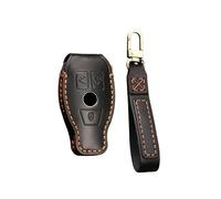 HIBEYO Étui de Protection en Cuir pour clé de Voiture Mercedes avec Porte-clés - pour Benz A B C E G S R Classe GLA GLC GLE GLS SLK - Noir