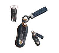 HIBEYO Étui de Protection Intelligent pour clé de Voiture Porsche Cayenne 92A Carrera 991 Boxster Panamera Spyder Porte-clés B Bleu
