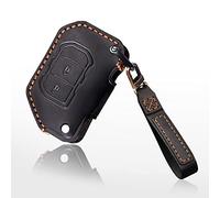 HIBEYO Étui de Protection pour clé de Voiture en Cuir Jeep Wrangler JL 2018-2022, Gladiator JT 2020-2022 avec Porte-clés 3 Boutons Noir