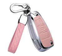 HIBEYO Étui de Protection pour clé de Voiture Pliable - en Cuir - pour Audi A1 A3 A4 A6 A8 Quattro Q2 Q7 S3 S6 RS6 R8 TT TTS - avec Porte-clés - 3 Boutons - Rose