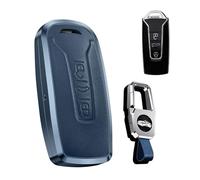 HIBEYO Étui de protection pour clé uto intelligente - Convient pour VW Volkswagen New Touareg 2023 2024 - Télécommande à 3 boutons - En cuir - Marron