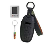 HIBEYO Housse de clé de Voiture Convient pour Audi A3 A4 A9 A6 A7 4K A8 E-Tron Q5 Q8 C8 D5 SQ8 Étui en Cuir PU pour Clé Coque Protégée Accessoire Fob Porte-clés Housse de Protection - Noir